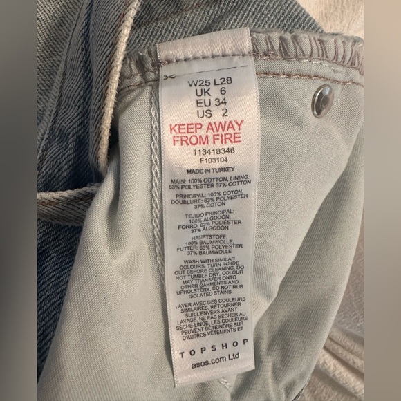 Topshop Petite Kourt Straight Leg Jean Light Blue Sz 25P - Picture 9 of 9